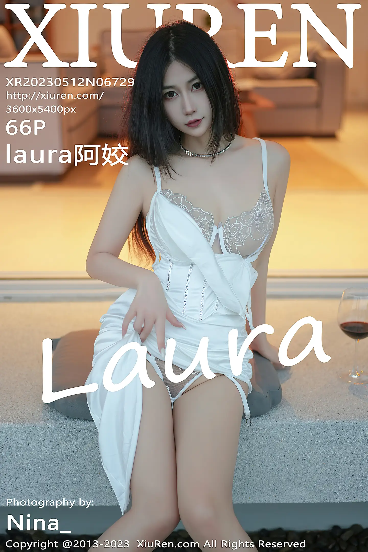 [XiuRen秀人网] VOL.6729 模特laura阿姣脱白色吊带长裙露浅色轻透蕾丝内衣完美诱惑写真66P-秀人网官方网站